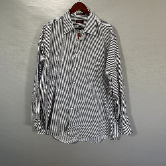 J Garcia Shirt Mens XXL Black White Stripe Classic Fit Wrinkle Free Long Sleeve - Picture 1 of 10